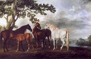 George Stubbs Mares and Foals in a Landscape painting